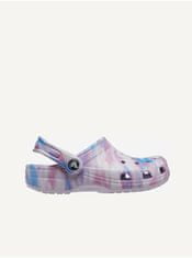 Svetlofialové dievčenské vzorované papuče Crocs Classic 30-31