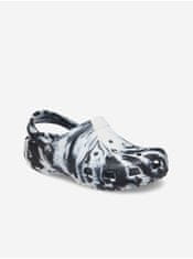 Bielo-čierne detské vzorované papuče Crocs Classic Marbled Clog 30-31