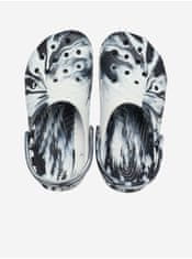 Bielo-čierne detské vzorované papuče Crocs Classic Marbled Clog 30-31