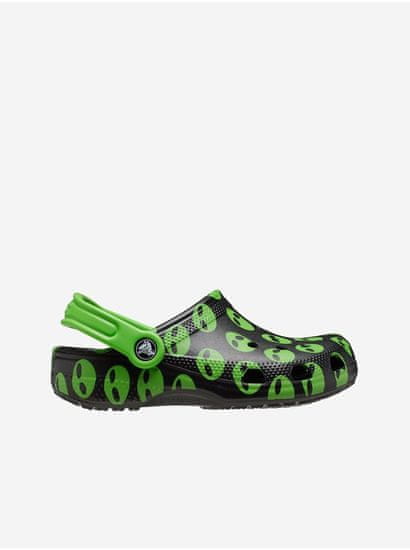 Crocs Zeleno-čierne vzorované detské papuče Crocs Classic