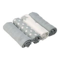 NEW BABY Látkové bavlnené plienky Softy s potlačou 70 x 70 cm 4 ks šedo-biele