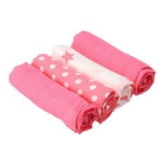 NEW BABY Látkové bavlnené plienky Softy s potlačou 70 x 70 cm 4 ks ružovo-biele