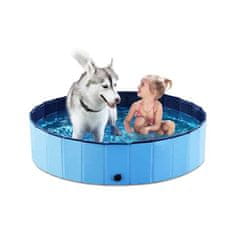 Pawly Viaccieľový skládací a prenosný bazén, bez nafukovania, pre deti alebo psy, odolný voči pazúrom a škrabancom, protišmyková ochrana, ideálne osvieženie v horúcich dňoch,80 cm,výpustný uzáver,PawlyPool1