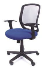 MAYAH Kancelárska stolička "Fun", s lakťovými opierkami, modré čalúnenie, sieťované operadlo, čierny podstavec, 11426 BLUE