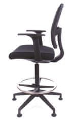 MAYAH Pracovná stolička "Tall", s držiakom na nohy, s klzákmi, čierne čalúnenie, vystužené operadlo, CM1104BAR