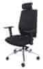 Kancelárska stolička "Air", s nastaviteľnými podrúčkami, exkluzívne čierne čalúnenie, CM4013
