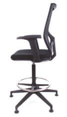 MAYAH Pracovná stolička "Sky", s držiakom na nohy, s klzákmi, čierne čalúnenie, sieťové operadlo, CM1105BAR