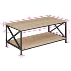 tectake Konferenčný stolík Pittsburgh 100x55x45,5cm - Industrial svetlé drevo, dub Sonoma