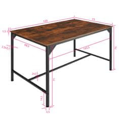 tectake Jedálenský stôl Belfast 120x75x75cm - Industrial tmavé drevo