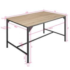 tectake Jedálenský stôl Belfast 120x75x75cm - Industrial svetlé drevo, dub Sonoma