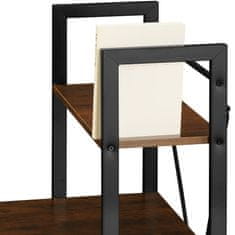 tectake Počítačový stôl Hershey s integrovanou policou 122x61x120cm - Industrial tmavé drevo