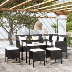 Petromila vidaXL 5-dielny záhradný sedací set so sedákmi tvar L polyratan čierny
