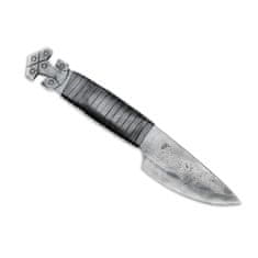Madhammers Jedinečný set - kovaný nôž - "Thor" čierny, kožený náramok a prívesok na kľúče z pravej hovädzej kože