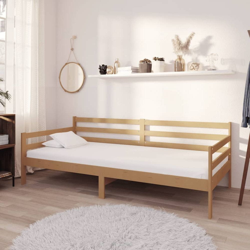 Vidaxl Denná posteľ s matracom 90x200 cm hnedá borovicový masív
