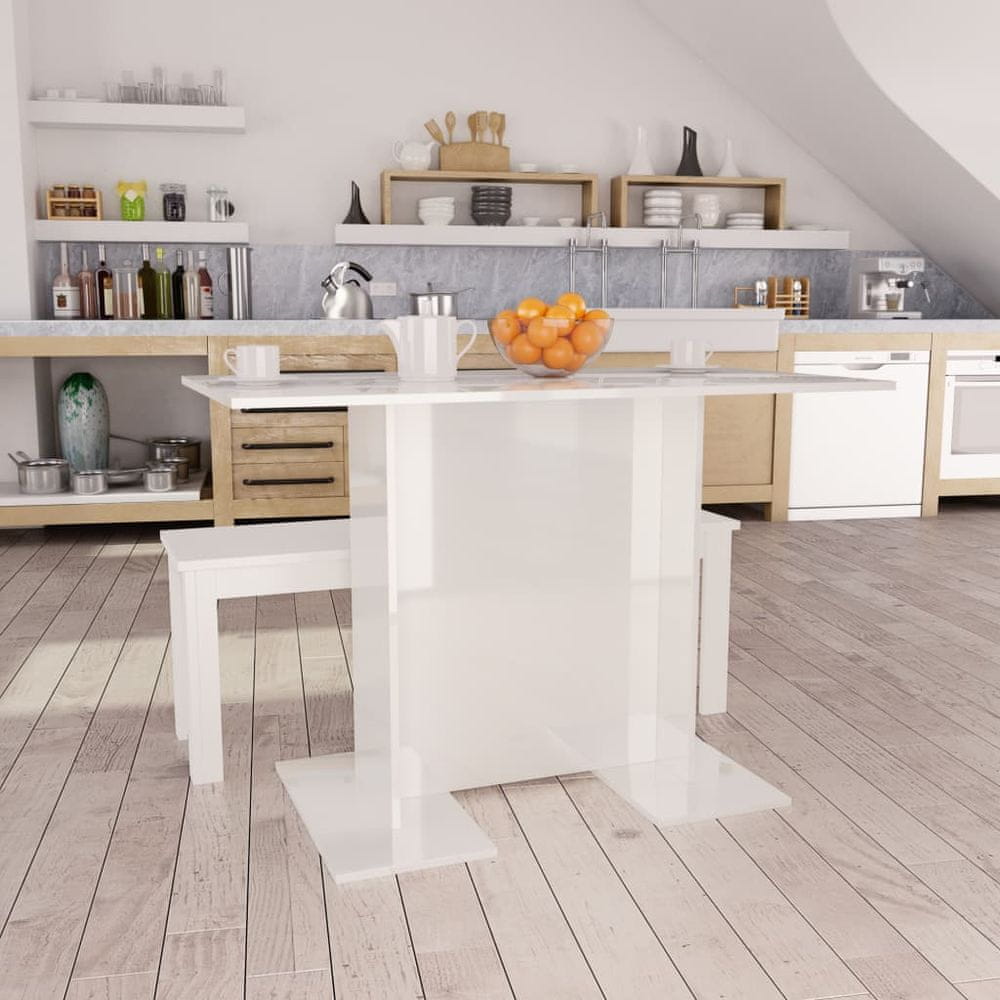Petromila vidaXL Jedálenský stôl, lesklý biely 110x60x75 cm, kompozitné drevo