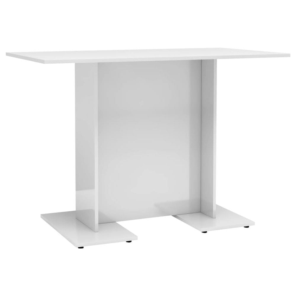 Vidaxl Jedálenský stôl, lesklý biely 110x60x75 cm, kompozitné drevo