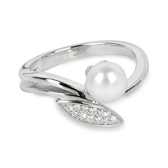 Silver Cat Elegantný strieborný prsteň so zirkónmi a perličkou SC215