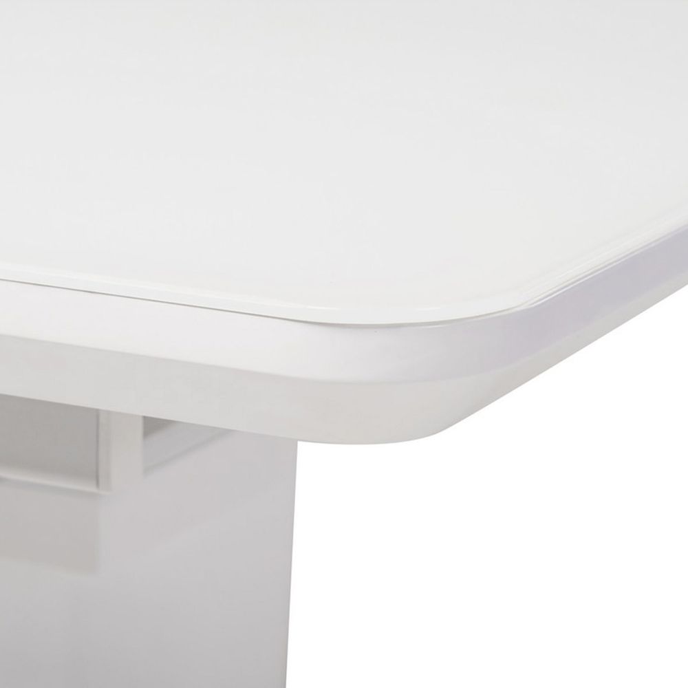 Autronic Jedálenský stôl 110+-40x75 cm, biela 4 mm sklenená doska, MDF, biely matný lak HT-430 WT