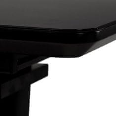 Artium Jedálenský stôl 110+40x75 cm, čierna 4 mm sklenená doska, MDF, čierny matný lak HT-430 BK