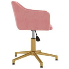 Vidaxl Otočná kancelárska stolička ružová zamatová