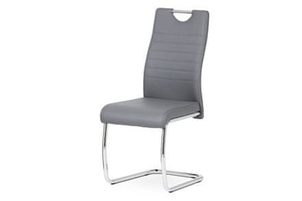 Autronic Moderná jedálenská stolička Jídelní židle koženka šedá / chrom (DCL-418 GREY)