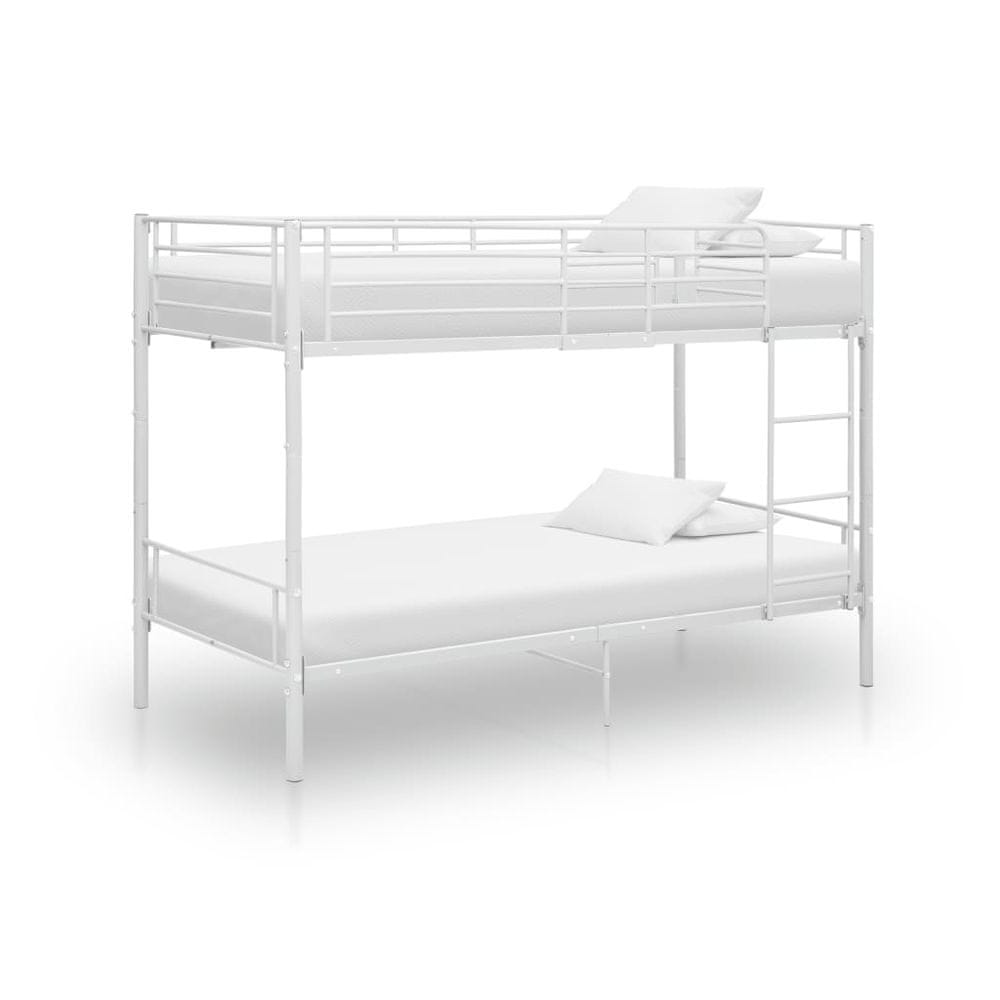 Vidaxl Poschodová posteľ biela kovová 90x200 cm