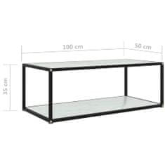 Vidaxl Konferenčný stolík, biely 100x50x35 cm, tvrdené sklo
