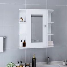 Vidaxl Kúpeľňová skrinka so zrkadlom, biela 66x17x63 cm, MDF