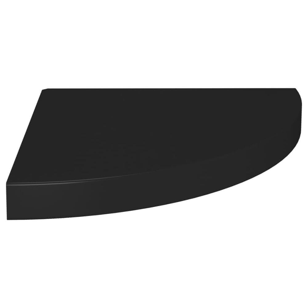 Vidaxl Plávajúca rohová polica, čierna 35x35x3,8 cm, MDF