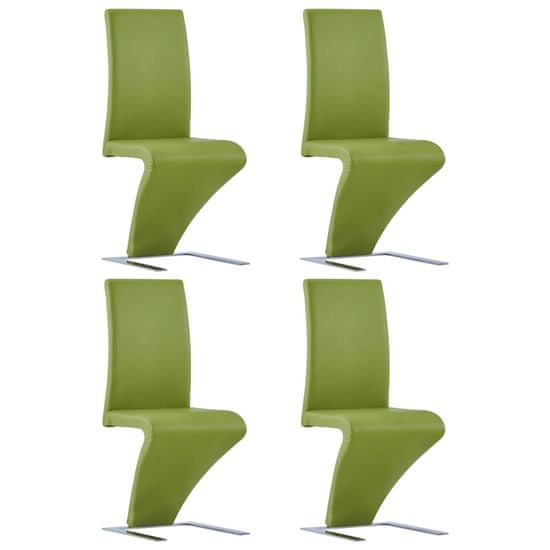 Vidaxl Jedálenské stoličky cikcakový tvar 4 ks zelené umelá koža
