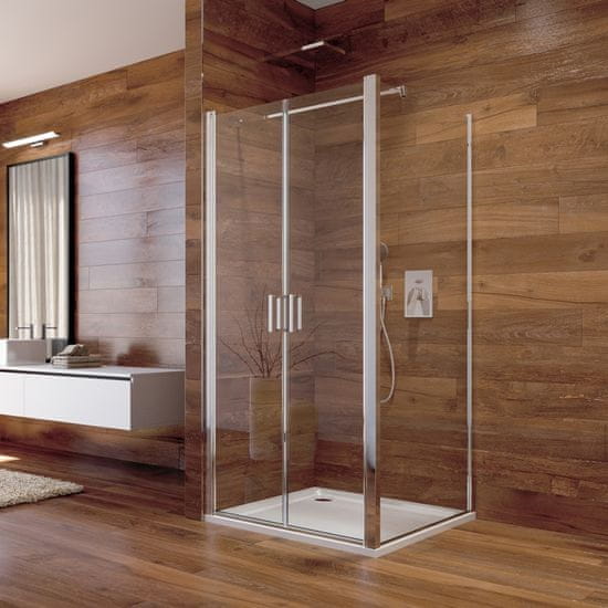 Mereo Lima sprchovací kút, 80x80x190 cm, lietacie dvere a pevný diel, chróm ALU, Číre CK86513K - Mereo