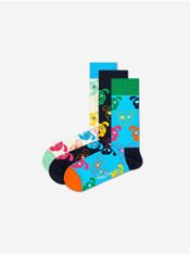 Happy Socks Sada troch párov vzorovaných ponožiek v bielej, čiernej a modrej farbe Happy Socks Dog 36-40