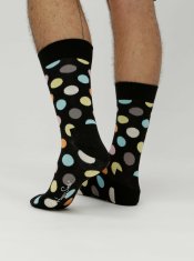 Happy Socks Ćierne unisex ponožky s farebnými bodkami Happy Socks Big Dots 36-40