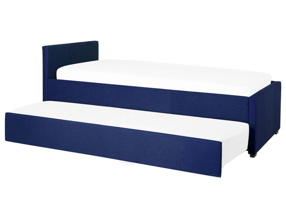Beliani Čalúnená posteľ 90 x 200 cm modrá MARMANDE