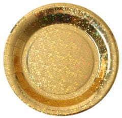 Santex Papierové taniere zlaté glitter 23cm 10ks