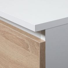 Rohový písací stôl B16 124 cm biely/sonoma pravý