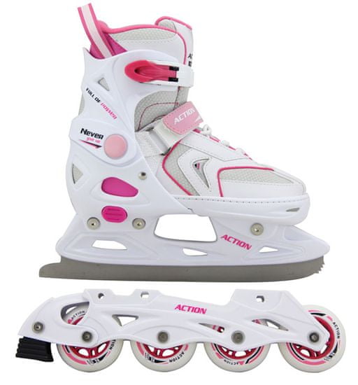 ACRAsport Dievčenské korčule s odnímateľným podvozkom 2 v 1 veľkosť 29/32