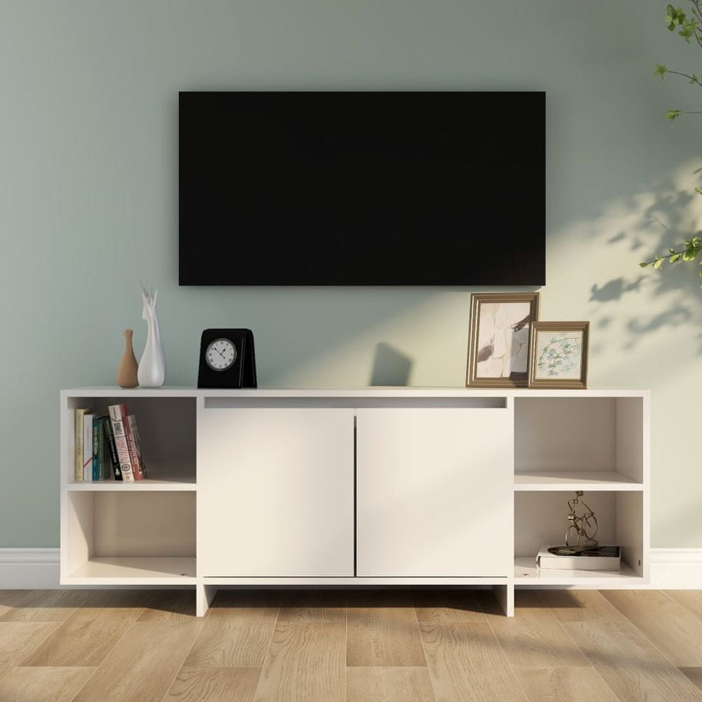 Vidaxl TV skrinka lesklá biela 130x35x50 cm drevotrieska