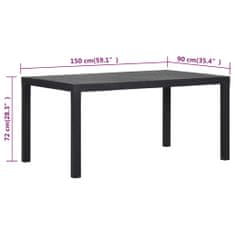Vidaxl Záhradný stôl, 150x90x72 cm, PP, antracit