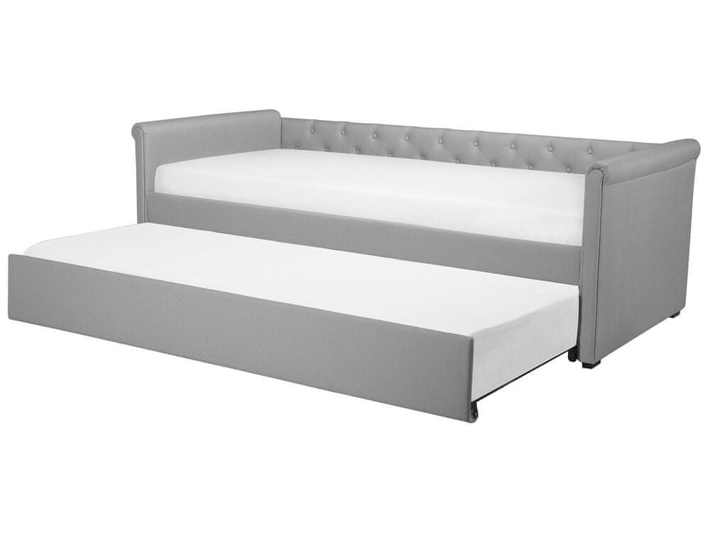 Beliani Rozkladacia posteľ 90 x 200 cm svetlosivá LIBOURNE