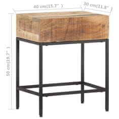 Vidaxl Príručný stolík 40x30x50 cm, surový mangový masív