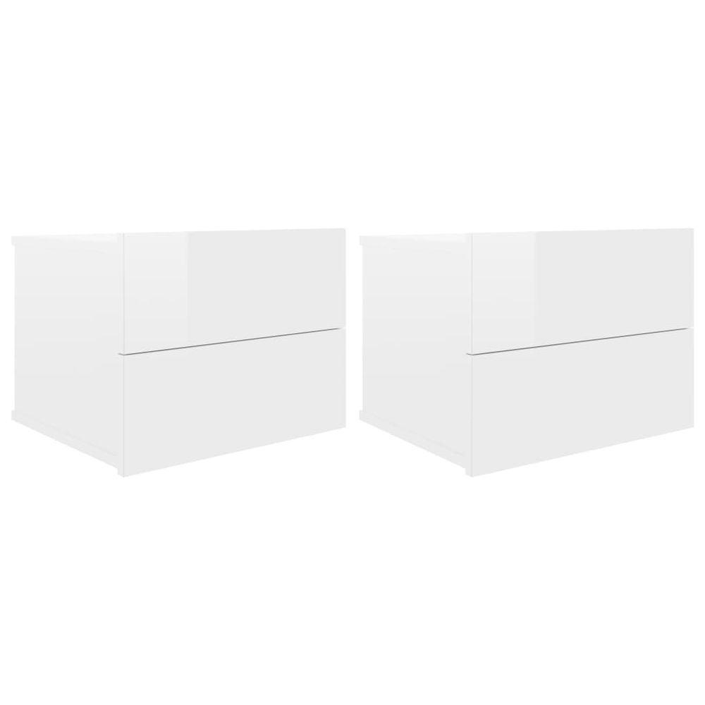 Vidaxl Nočné stolíky 2 ks, lesklé biele 40x30x30 cm, drevotrieska
