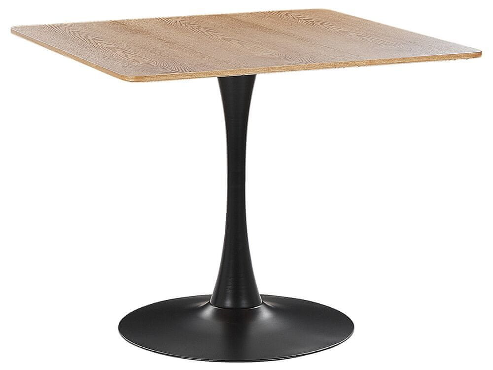 Beliani Jedálenský stôl 90 x 90 cm svetlé drevo/čierna BOCA