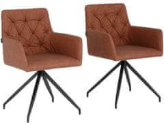 Danish Style Jedálenská stolička Aashay (SADA 2 ks), syntetická koža, koňaková