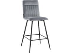 Danish Style Barová stolička Zelta (SADA 2 ks), zamat, šedá