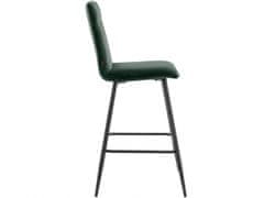 Danish Style Barová stolička Zelta (SADA 2 ks), zamat, tmavo zelená