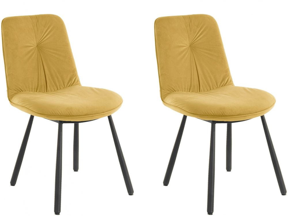 Danish Style Jedálenská stolička Mirinda (SADA 2 ks), zamat, žltá