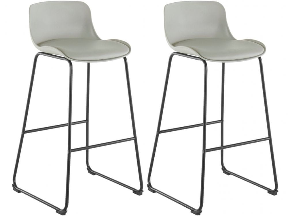 Danish Style Barová stolička Jackie (SADA 2 ks), syntetická koža, šedá