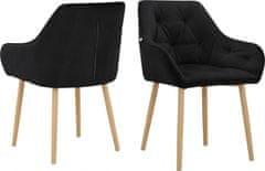 Danish Style Jedálenská stolička Betty (SADA 2 ks), zamat, dub / čierna