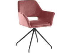 Danish Style Jedálenská stolička Vienna (SADA 2 ks), zamat, čierna / ružová